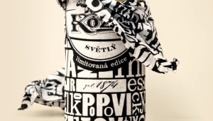 Фото: Пиво «Velkopopovicky Kozel Svetly» в алюминиевой банке 0,5 л с оригинальным дизайном.