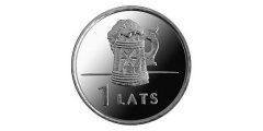 Фото: монета достоинством в 1 лат с изображением кружки пива