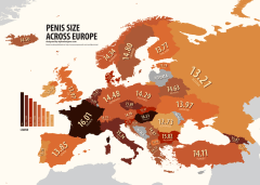 Фото: Средний размер мужского члена в Европе (инфографика).
