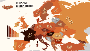 Фото: Средний размер мужского члена в Европе (инфографика).